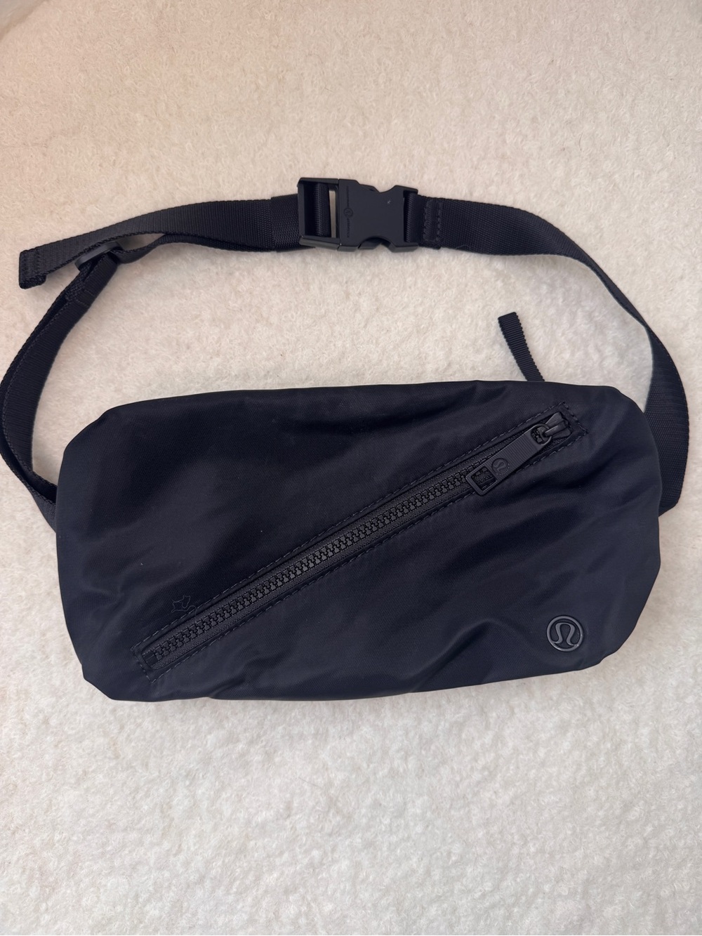 lululemon athletica Black Nylon Waist Pack with Diagonal Zip